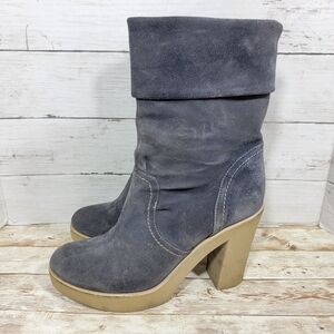 JFK Grey suede platform boots EU 40